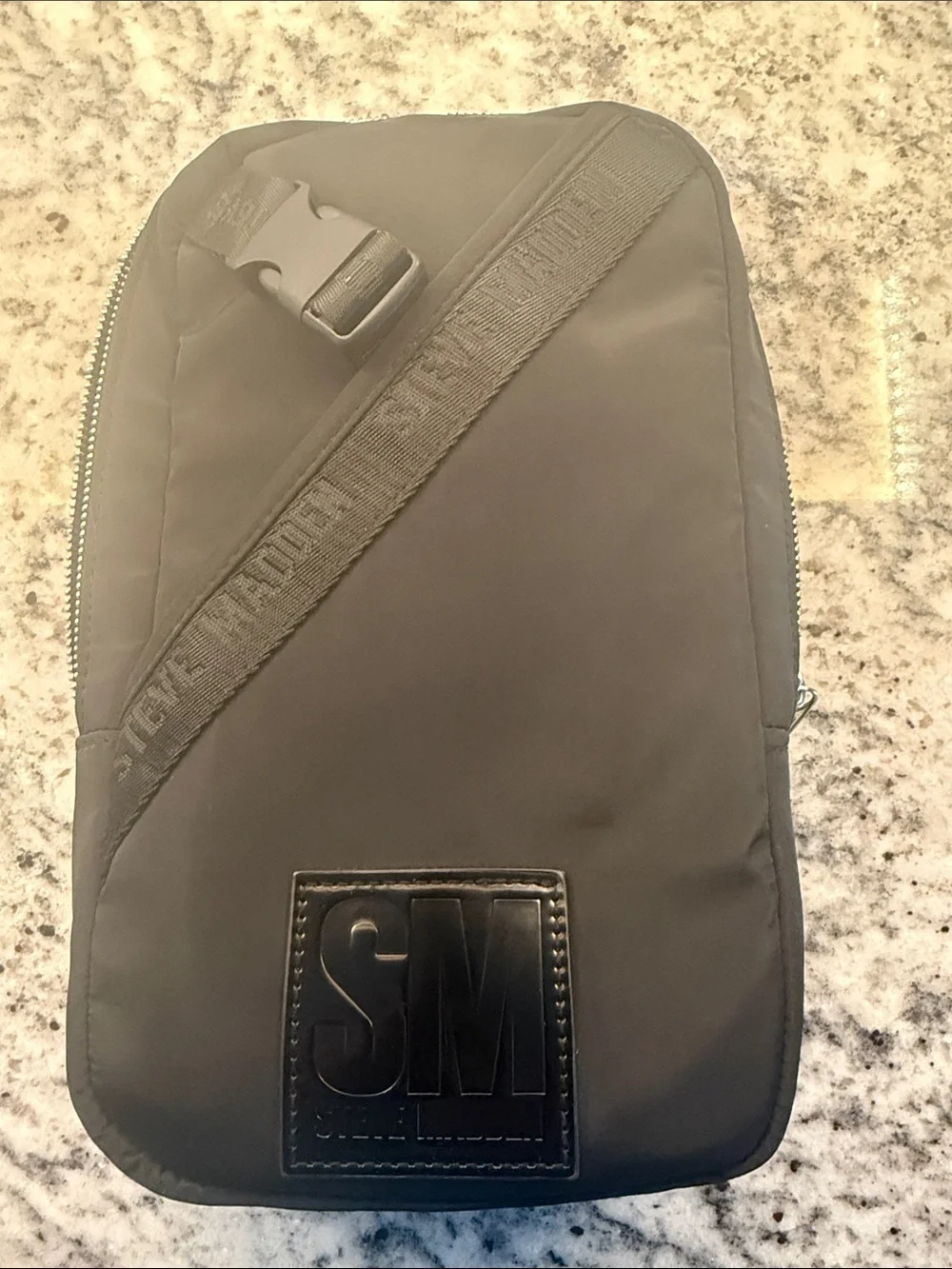 Steve Madden Black Crossbody Sling Bag with SM Patch